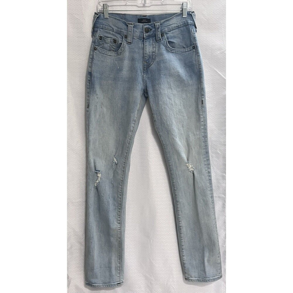 True Religion Relaxed Ricky Straight Jeans Womens 29 Light Blue Y2K Distressed